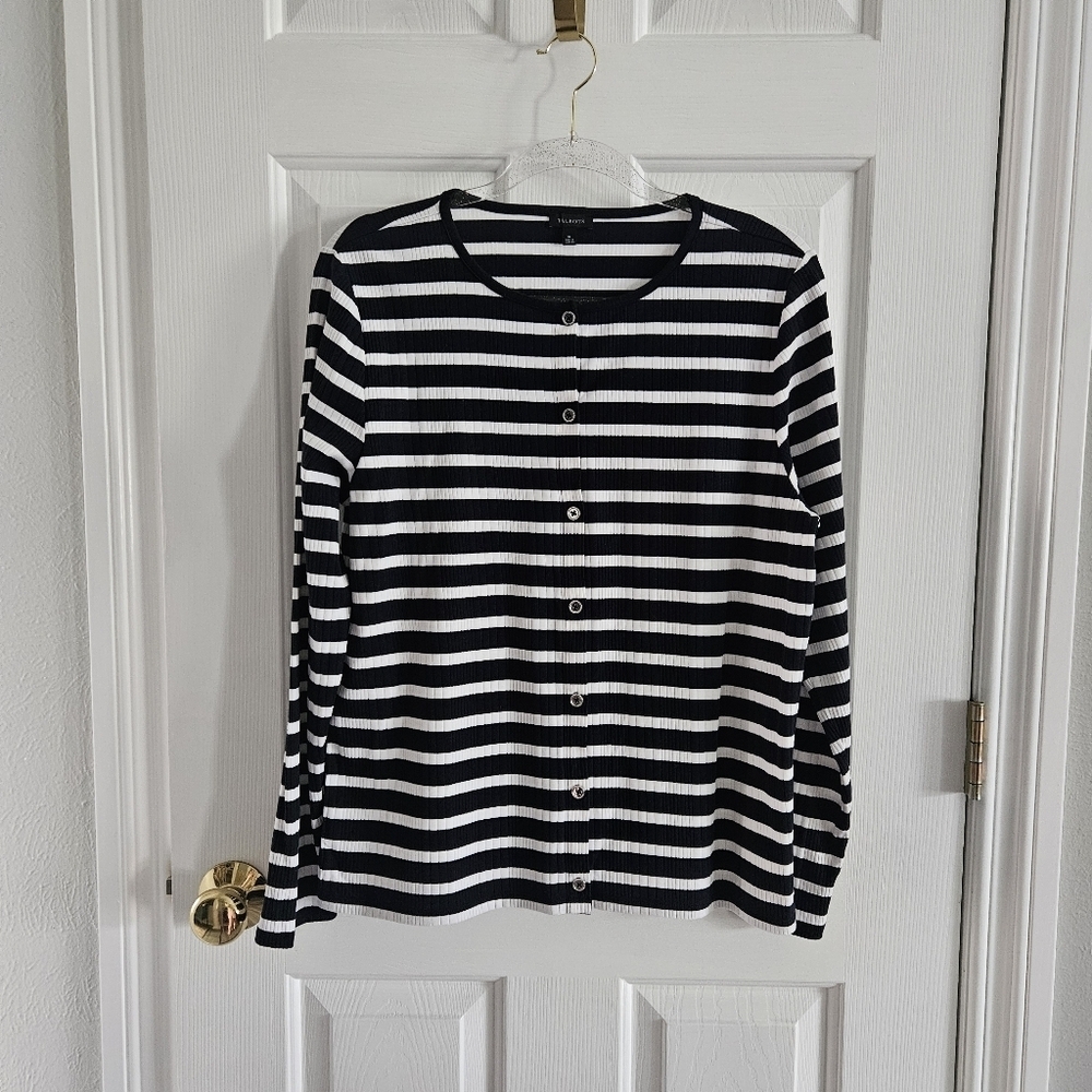 NWOT Talbots Variegated Ribbed Cardigan/Button Front Ribbed Top